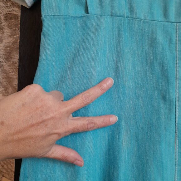 Amish Mennonite Cape Dress Nursing Mother Prairie 34.5"B 31"W Stretch Denim - Picture 7 of 10